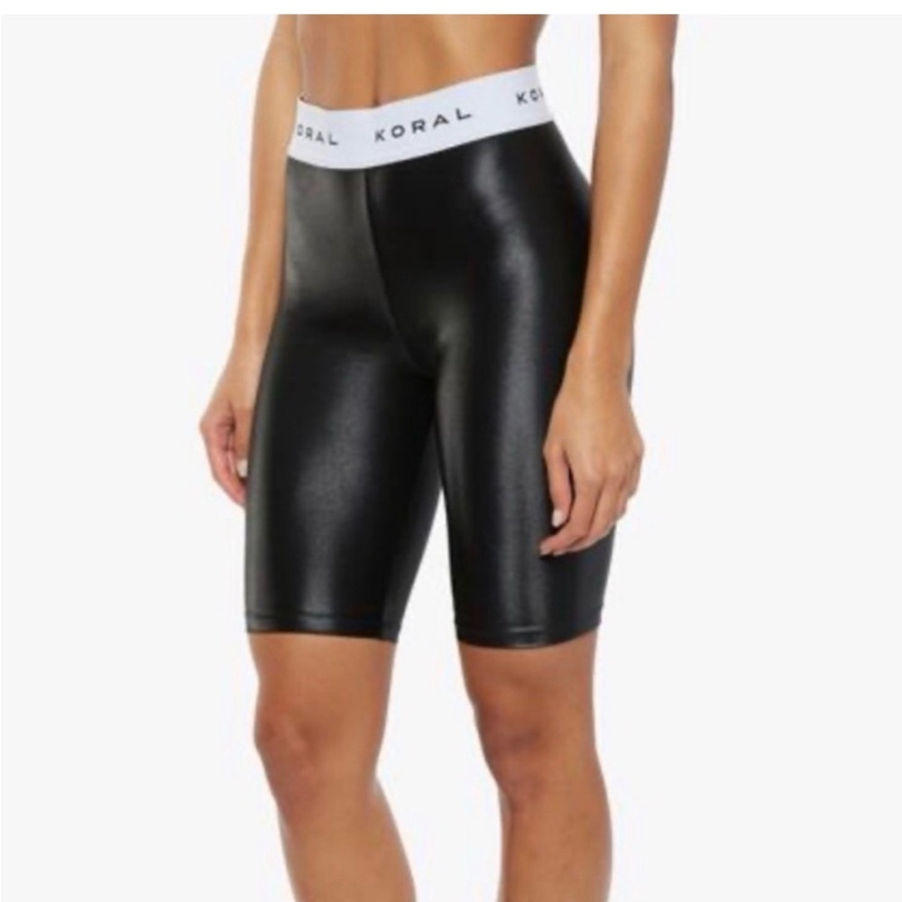 Koral Streamline High Rise Infinity Biker Shorts Black Logo- Size Medium
